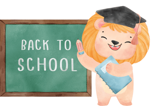 cute watercolour baby lion animal kid reading book, back to school cartoon character illustration png
