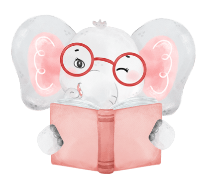 cute watercolour safari elephant animals kid back to school reading book cartoon png