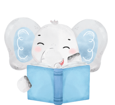cute watercolour safari elephant boy animals kid back to school reading book cartoon png