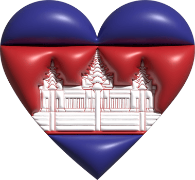 Cambodia flag heart 3D. png