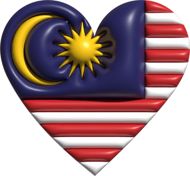 Malaysia flag heart 3D. png