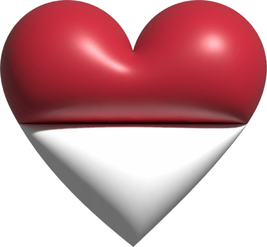 Indonesia flag heart 3D. png