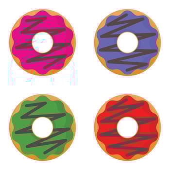 set of colorful donut icons, modern flat design on white background. vector illustration