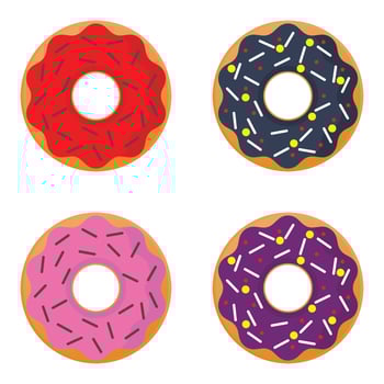 set of colorful donut icons, modern flat design on white background. vector illustration