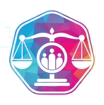 Justice people logo design vector. Law firm and people logo icon template design. vector