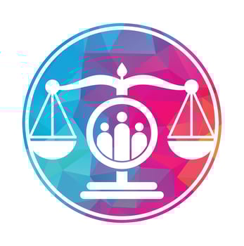 Justice people logo design vector. Law firm and people logo icon template design. vector