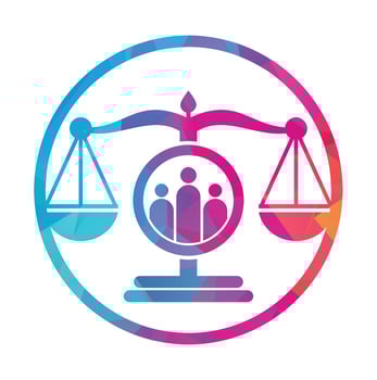 Justice people logo design vector. Law firm and people logo icon template design. vector