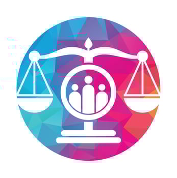 Justice people logo design vector. Law firm and people logo icon template design. vector