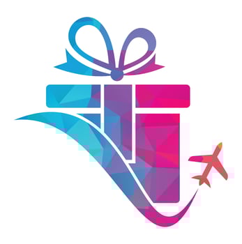 Travel gift vector logo design. Vector of gift and plane logo combination.