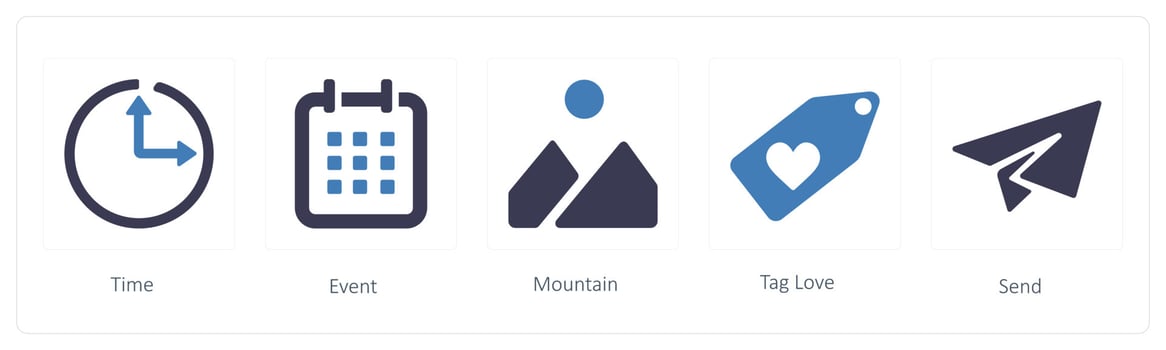 business icons such as time, event and mountain vector