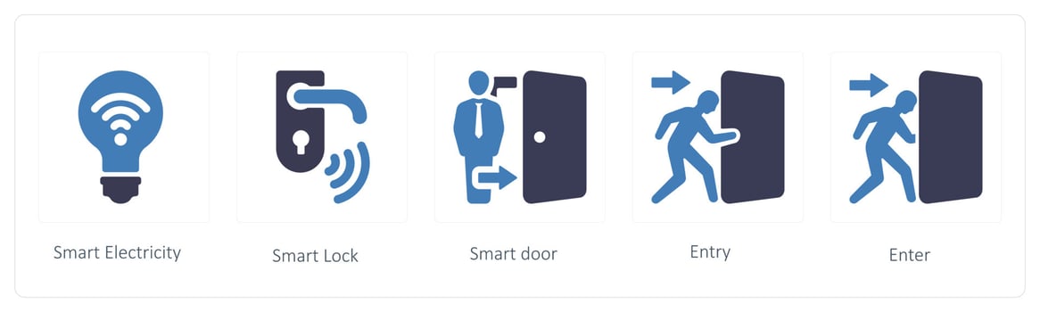 business icons such as Smart Electricity and smart lock vector