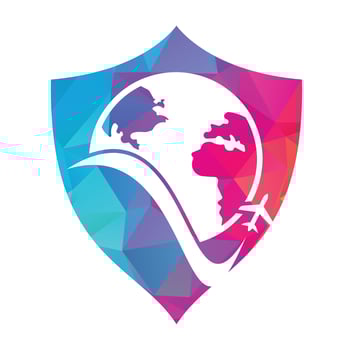 World travel logo design icon vector. Airplane and world symbol or icon. vector