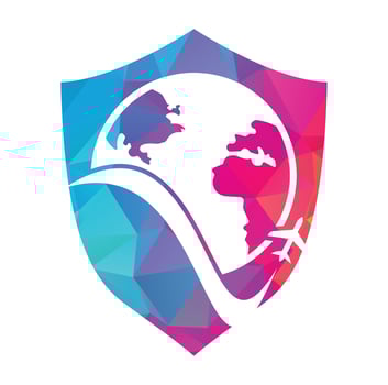 World travel logo design icon vector. Airplane and world symbol or icon. vector