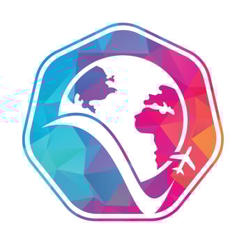 World travel logo design icon vector. Airplane and world symbol or icon. vector
