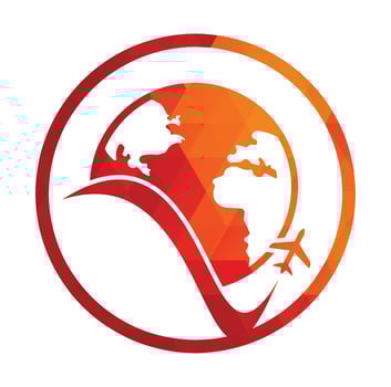 World travel logo design icon vector. Airplane and world symbol or icon. vector