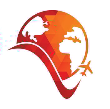 World travel logo design icon vector. Airplane and world symbol or icon. vector