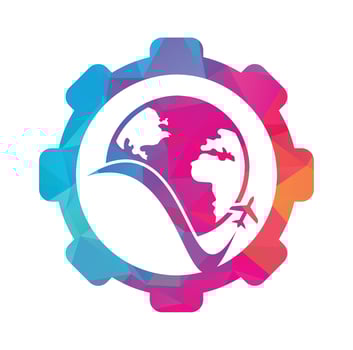World travel logo design icon vector. Airplane and world symbol or icon. vector