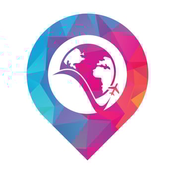 World travel logo design icon vector. Airplane and world symbol or icon. vector