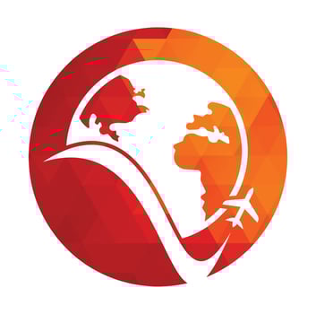 World travel logo design icon vector. Airplane and world symbol or icon. vector