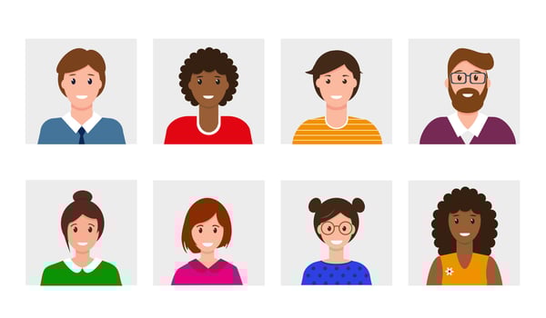People avatars set. Smiling men and women icons collection. Isolated vector illustration.