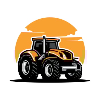 yellow tractor illustration logo vector