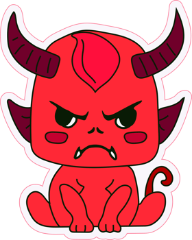 Sticker emoji emoticon emotion happy character sweet hellish entity cute horned devil, evil spirit, devilry, impure force png