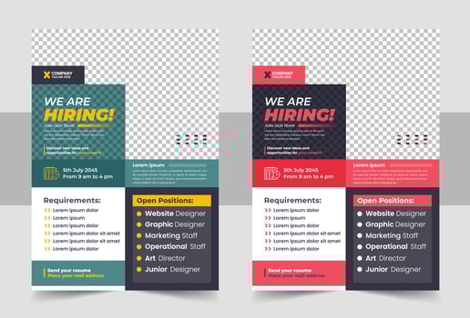 Job Vacancy Flyer Template, Job Recruitment Flyer, We are Hiring Job Flyer design Template vector