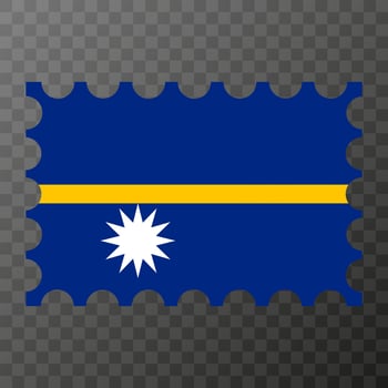 Postage stamp with Nauru flag. Vector illustration.