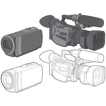 Set of video camera on a black background. video camera, vector illustration for training tamplate.