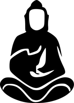 black and white of buddha icon shape vector