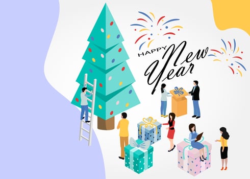 Merry Christmas and Happy New Year. Happy holidays. Vector illustration. EPS 10