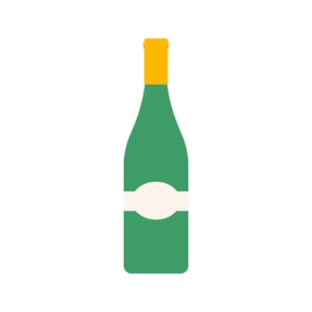 wine flat design vector illustration isolated on white background. Old wine bottle icon. Flat illustration of old wine bottle vector icon for web design