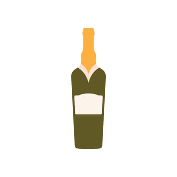 wine flat design vector illustration isolated on white background. Old wine bottle icon. Flat illustration of old wine bottle vector icon for web design