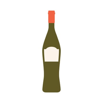 wine flat design vector illustration isolated on white background. Old wine bottle icon. Flat illustration of old wine bottle vector icon for web design