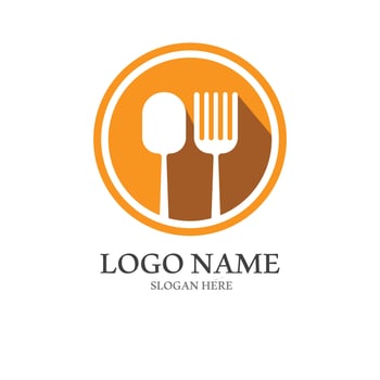 spoon and fork logo with vector shape template.