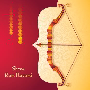 Lord rama with bow and arrow sri ram navami background vector