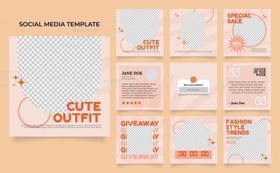 social media template banner fashion sale promotion in pink color vector