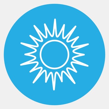 Icon sunny. Weather elements symbol. Icons in blue round style. Good for prints, web, smartphone app, posters, infographics, logo, sign, etc. vector