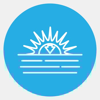 Icon sunset. Weather elements symbol. Icons in blue round style. Good for prints, web, smartphone app, posters, infographics, logo, sign, etc. vector
