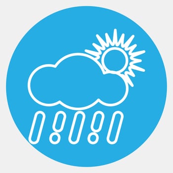 Icon rain with sun. Weather elements symbol. Icons in blue round style. Good for prints, web, smartphone app, posters, infographics, logo, sign, etc. vector