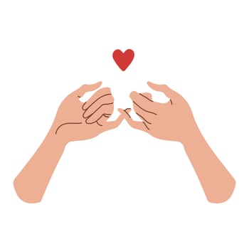Pinky promise hands gesturing. Concept of reconciliation of friends or lovers. Vector illustration of two hands hook each other with little finger in sketch style isolated on white background.