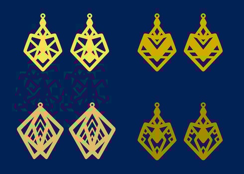 A collection of Earrings templates with geometric shapes. Isolated stencils pattern suitable for handmade work, laser cutting and printing. Jewelry Template. vector