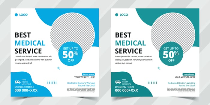 Medical healthcare service social media post template design for Collection of hospital and clinic. vector