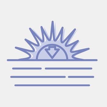 Icon sunset. Weather elements symbol. Icons in two tone style. Good for prints, web, smartphone app, posters, infographics, logo, sign, etc. vector