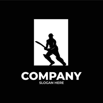 Cricket player logo design template vector