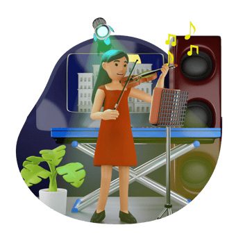 Professional Violin Player, 3D Character Illustration png