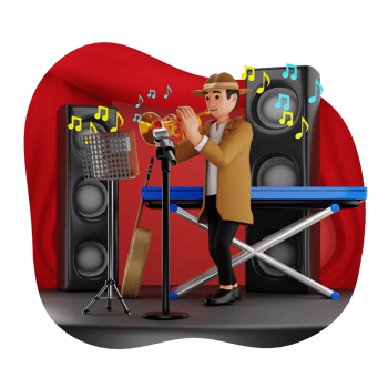 Man Playing Trumpet 3D Character Illustration png
