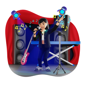 Female Rock Singer 3D Character Illustration png