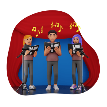 Choir Group Singing 3D Character Illustration png