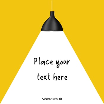 Lamp bulb modern interior. Ceiling lamp vector template place your text. Eps10
